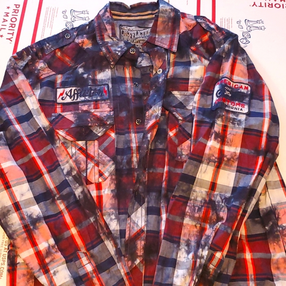 Men's large Affliction black premium long sleeve button up